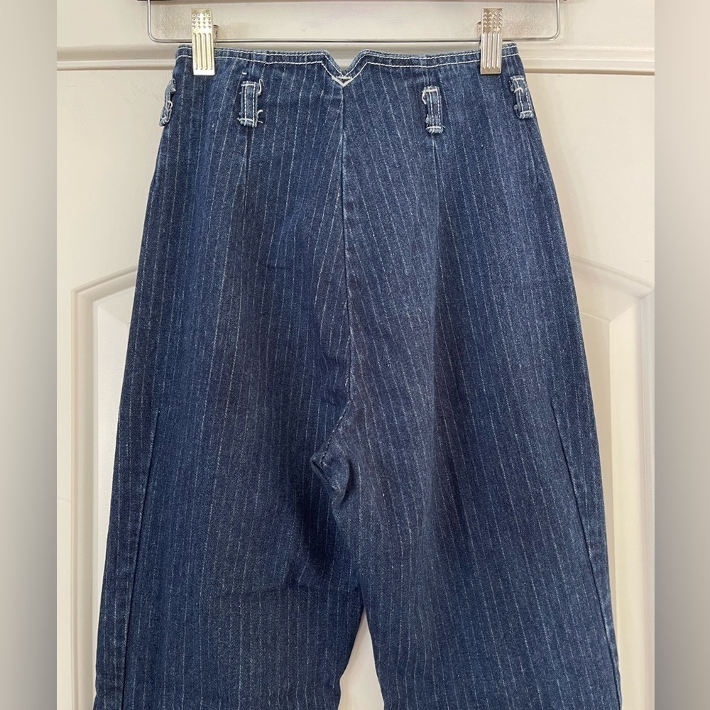 Amazing 70s Era Vintage Union Gap Pin Striped Jeans - 0 - Picture 4 of 5
